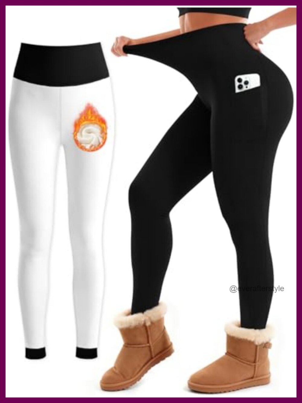 High Waisted Fleece Lined Leggings Thermal Winter Yoga Pants Tummy Control